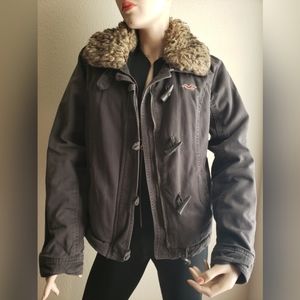 Hollister Jacket womens Faux Fur Collar